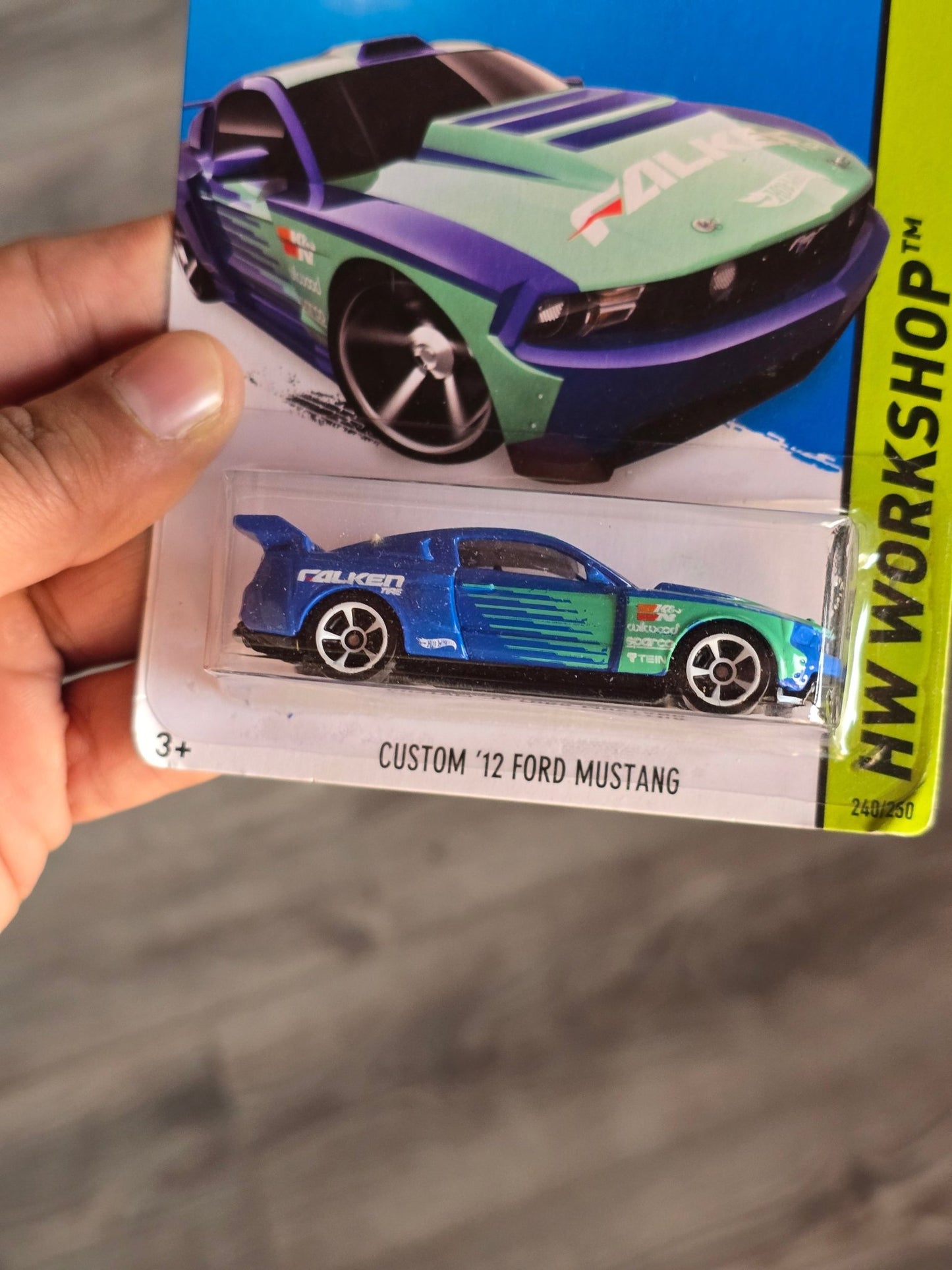 Hot Wheels Custom 2012 Ford Mustang Falken - Blue (2013 Imported) - Kinder Logs