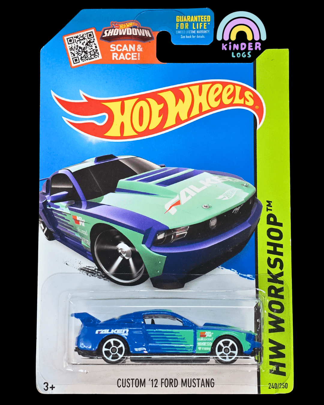 Hot Wheels Custom 2012 Ford Mustang Falken - Blue (2013 Imported) - Kinder Logs
