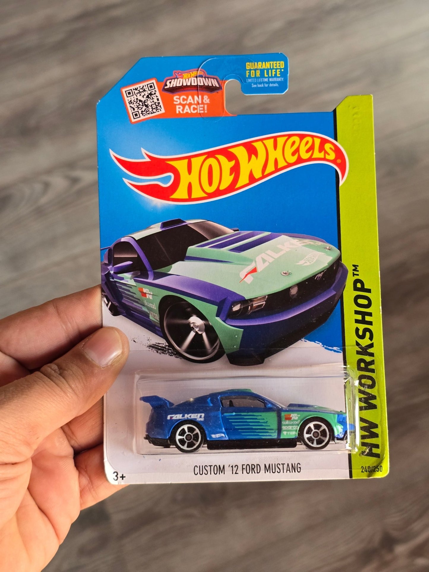Hot Wheels Custom 2012 Ford Mustang Falken - Blue (2013 Imported) - Kinder Logs