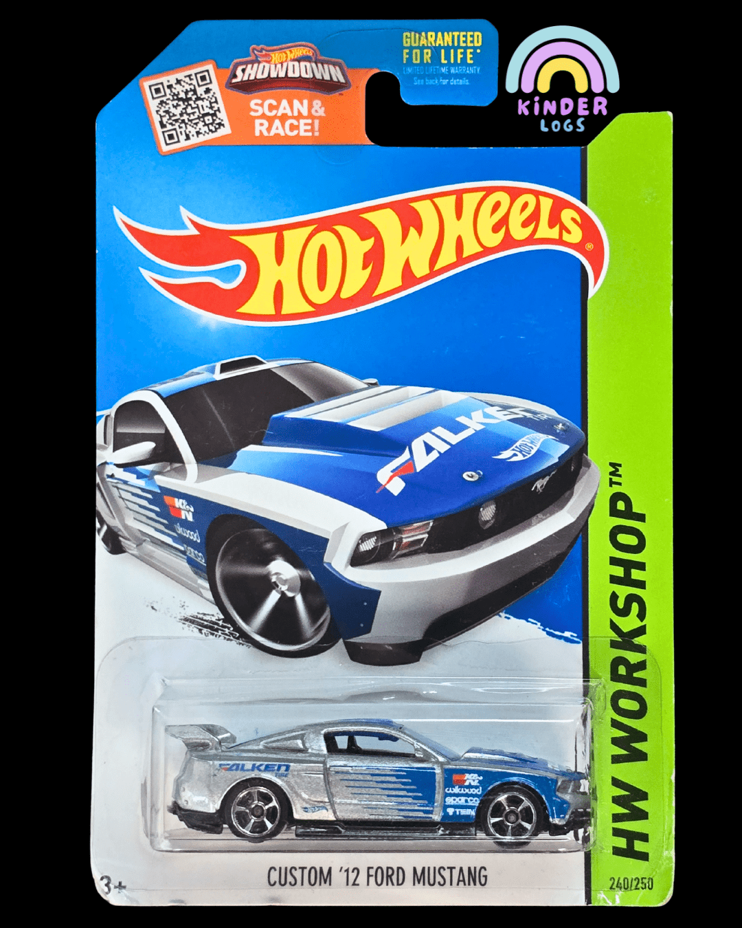 Hot Wheels Custom 2012 Ford Mustang Falken - Silver (2013 Imported) - Kinder Logs