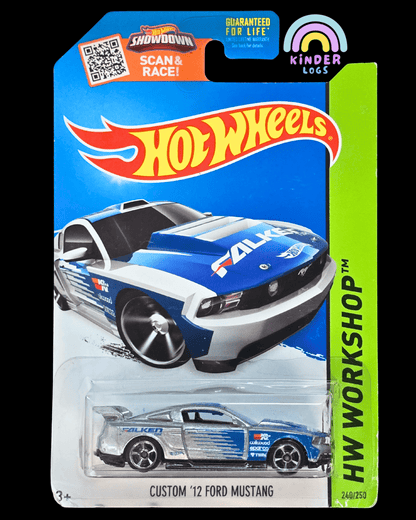 Hot Wheels Custom 2012 Ford Mustang Falken - Silver (2013 Imported) - Kinder Logs