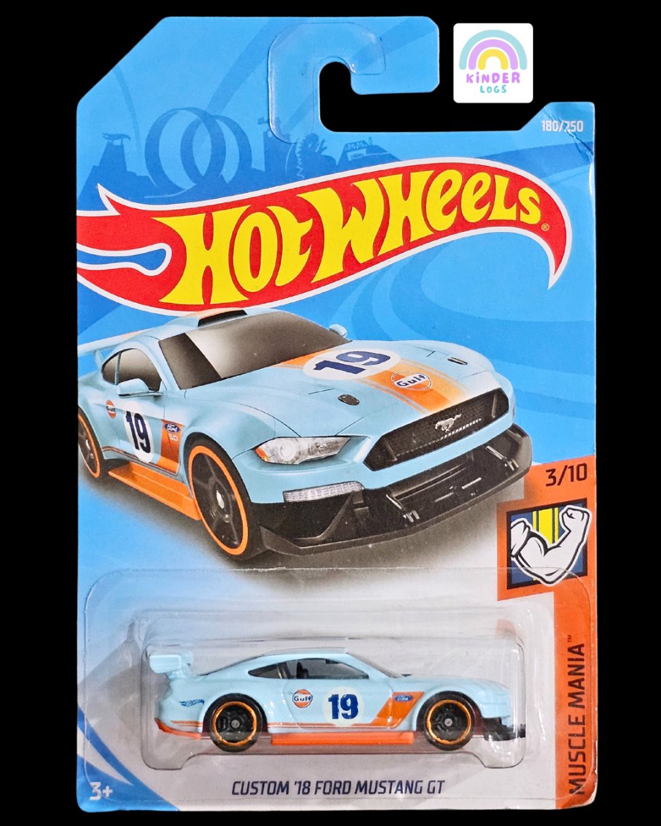 Hot Wheels Custom 2018 Ford Mustang GT Gulf Edition - Kinder Logs