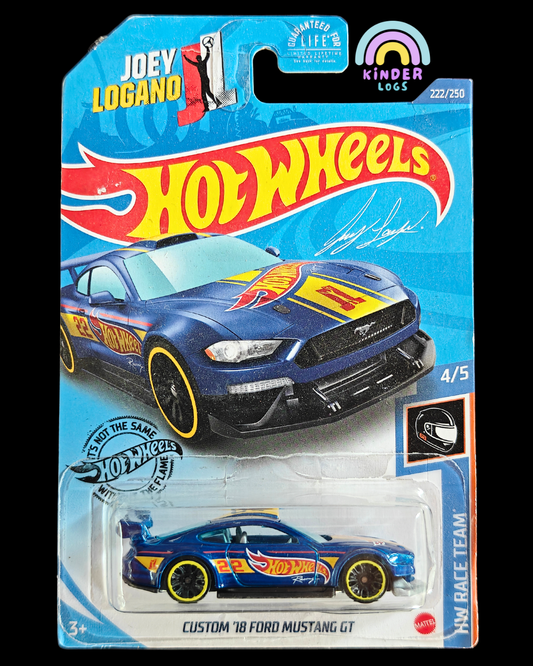 Hot Wheels Custom 2018 Ford Mustang GT - Joey Logano (Imported) - Kinder Logs