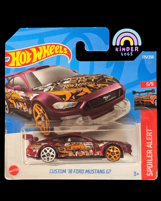 Hot Wheels Custom 2018 Ford Mustang GT - Spoiler Alert (Imported Short Card) - Kinder Logs
