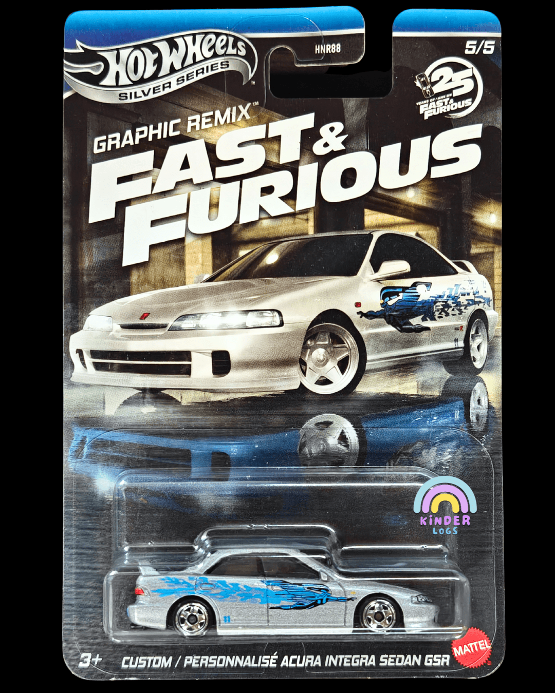 Hot Wheels Custom Acura Integra Sedan GSR - Fast and Furious Graphic Remix (Imported) - Kinder Logs
