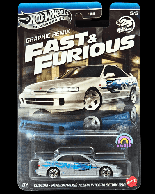Hot Wheels Custom Acura Integra Sedan GSR - Fast and Furious Graphic Remix (Imported) - Kinder Logs