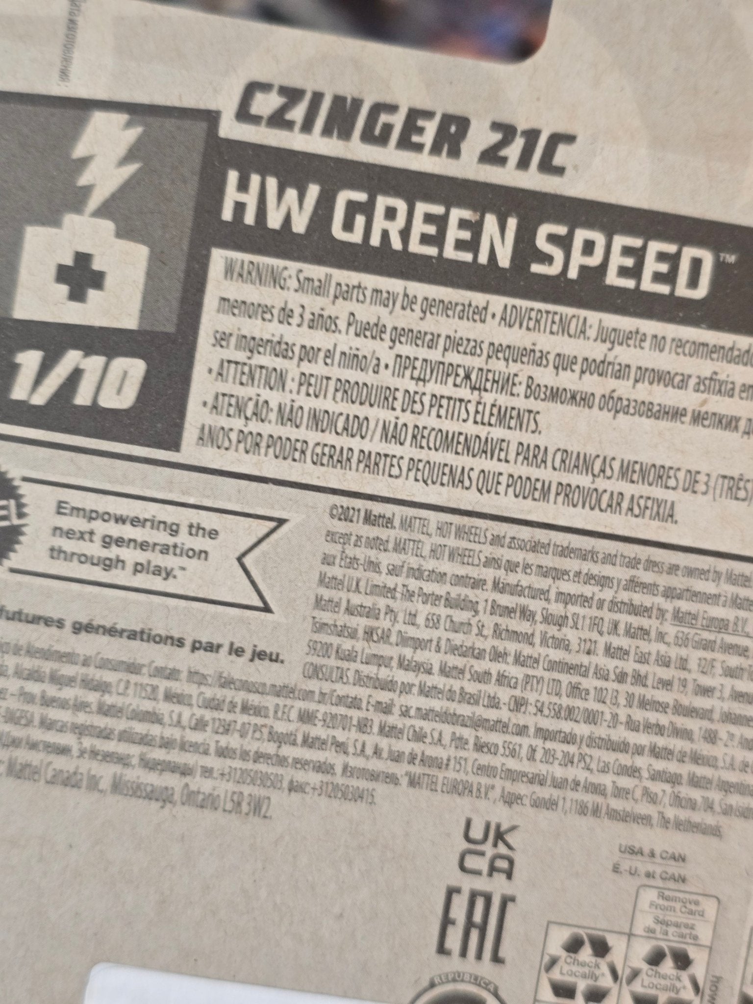 Hot Wheels CZinger 21C - HW Green Speed (Imported) - Kinder Logs