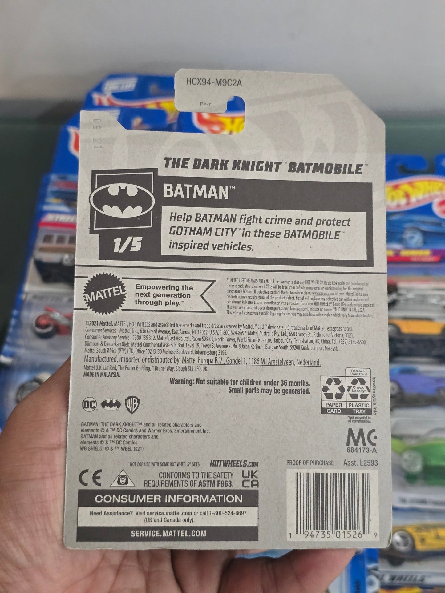Hot Wheels DC Batman 'The Dark Knight Trilogy' Batmobile - Kinder Logs