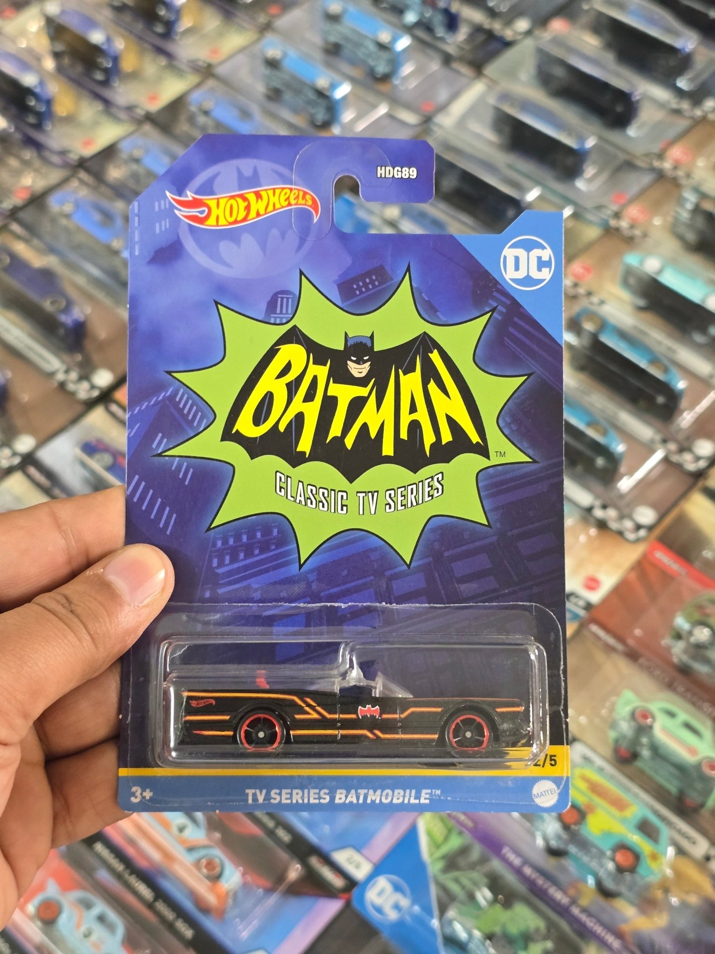 Hot Wheels DC Batman TV Series Batmobile (Blue Art Card) - Kinder Logs