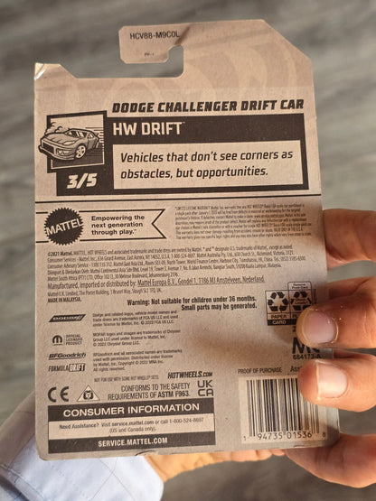 Hot Wheels Dodge Challenger Drift Car - 426 Mopar - White (2021 Imported) - Kinder Logs