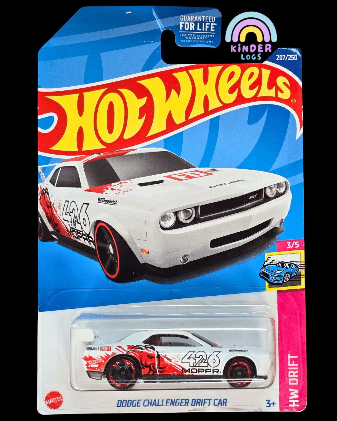 Hot Wheels Dodge Challenger Drift Car - 426 Mopar - White (2021 Imported) - Kinder Logs