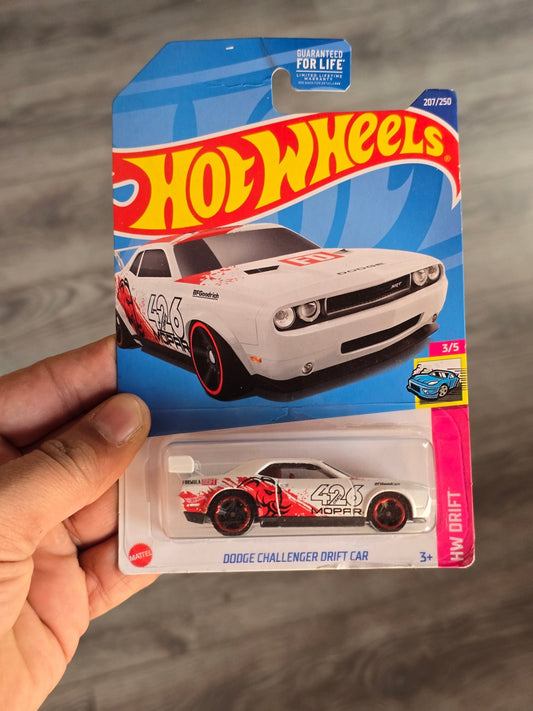 Hot Wheels Dodge Challenger Drift Car - 426 Mopar - White (2021 Imported) - Kinder Logs