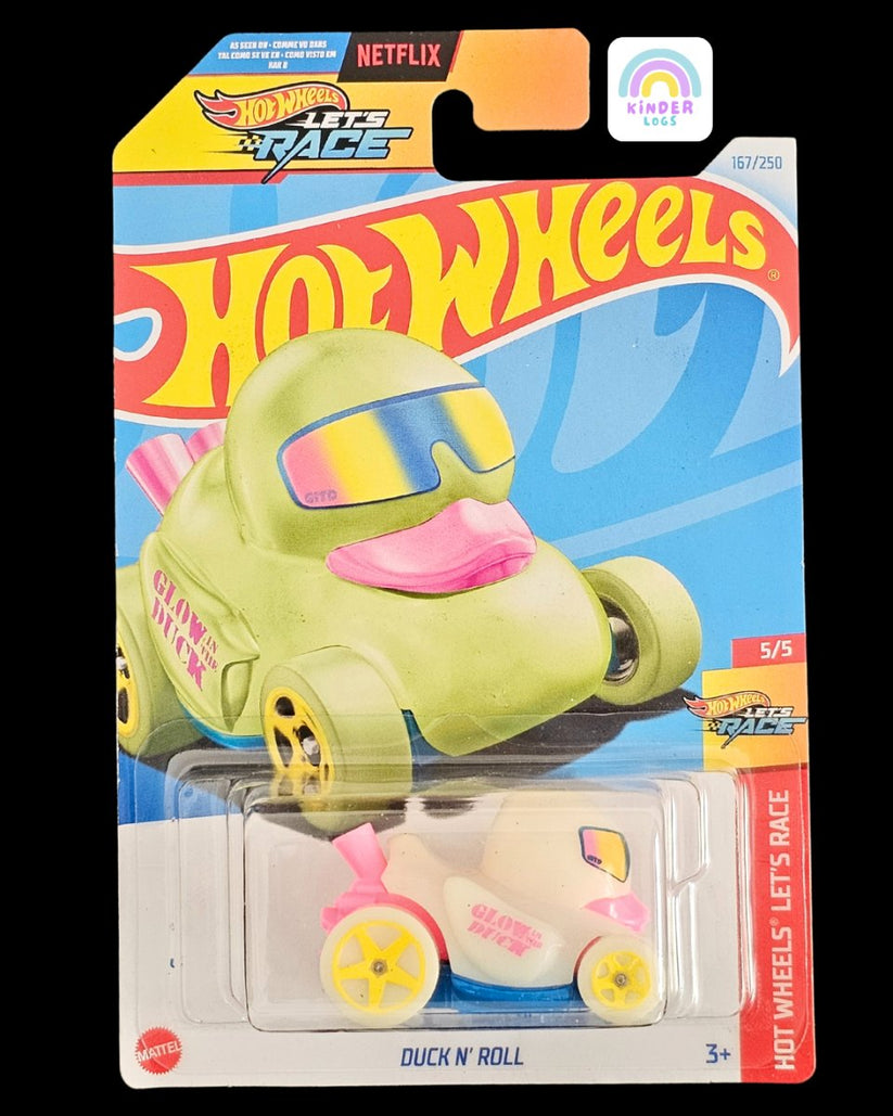 Hot Wheels Duck N' Roll - Glow in the Dark Car | Kinder Logs