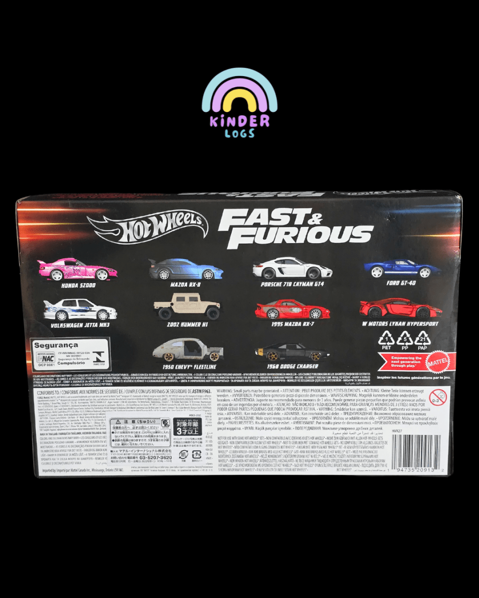 Hot Wheels Fast and Furious 10 Cars Pack (Imported) - Kinder Logs