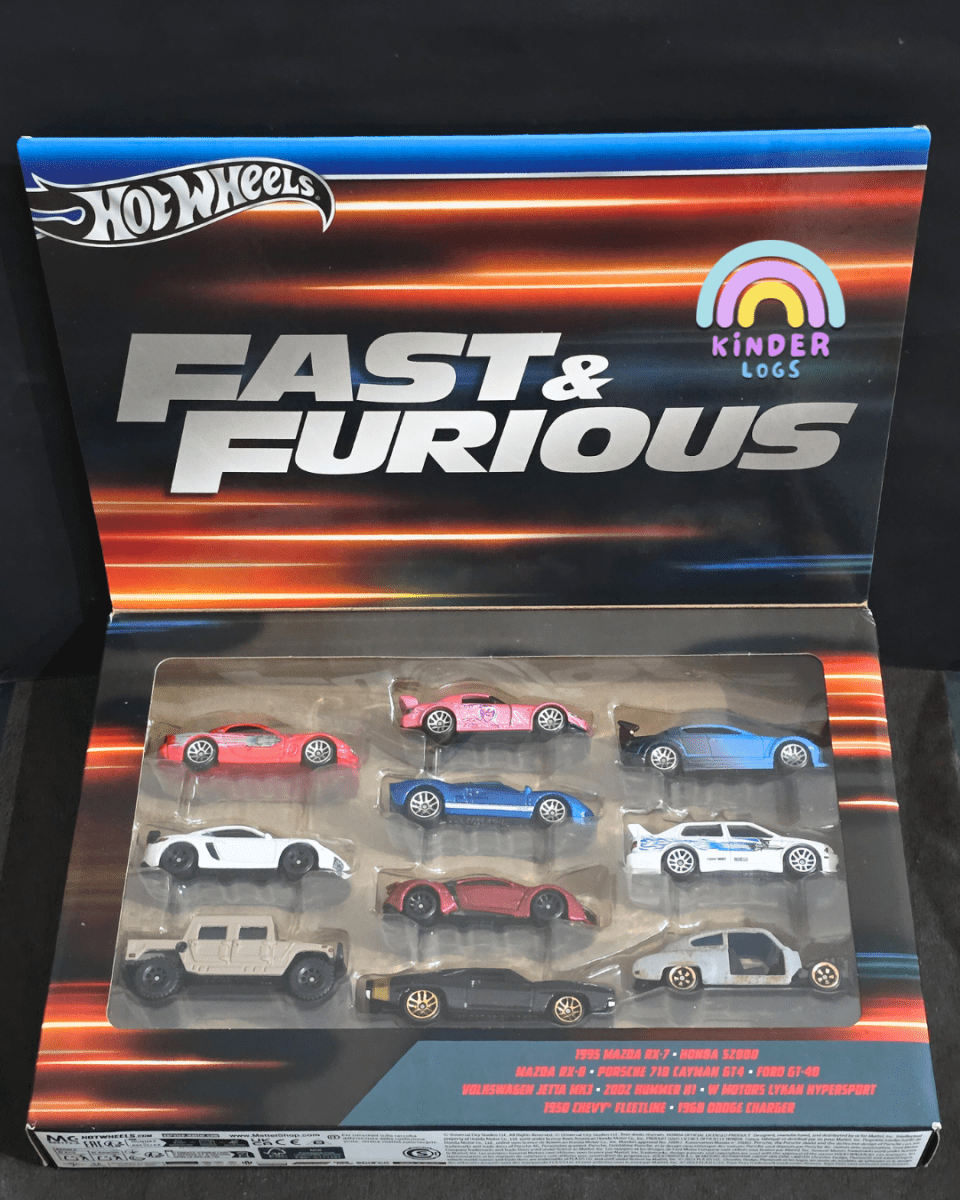 Hot Wheels Fast and Furious 10 Cars Pack (Imported) - Kinder Logs