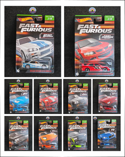 Hot Wheels Fast And Furious Series 2 Cars - Full Set of 10 Cars - Kinder Logs