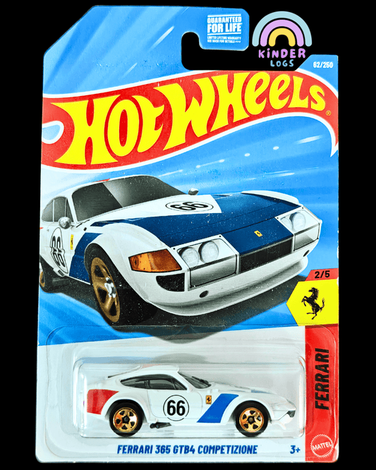 Hot Wheels Ferrari 365 GTB4 - White (Imported - Guaranteed For Life) - Kinder Logs