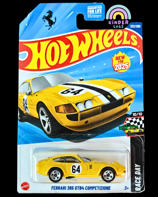 Hot Wheels Ferrari 365 GTB4 - Yellow (Imported - Guaranteed For Life) - Kinder Logs