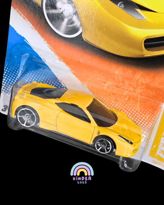 Hot Wheels Ferrari 458 Italia - Yellow (Imported) - Kinder Logs