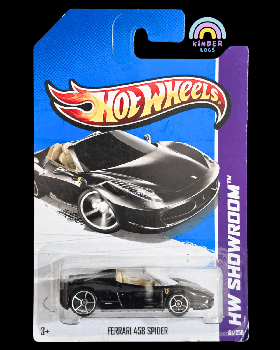 Hot Wheels Ferrari 458 Spider - Black (Imported) - Kinder Logs