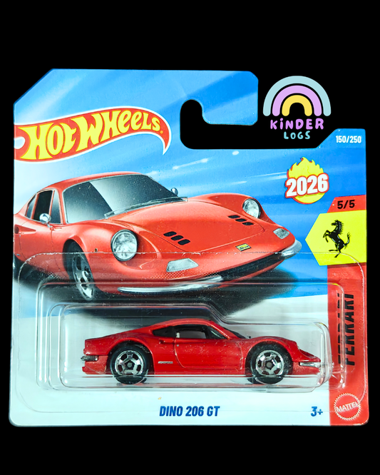 Hot Wheels Ferrari Dino 206 GT - Red (Short Card - Imported) - Kinder Logs