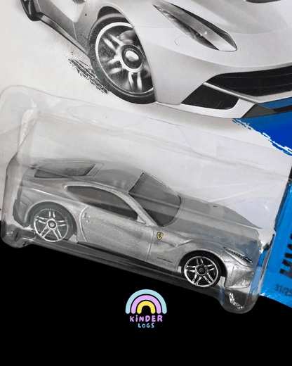 Hot Wheels Ferrari F12 Berlinetta - Silver (Imported) - Kinder Logs