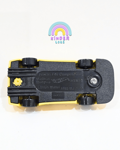Hot Wheels Ferrari F40 Competizione - Yellow (Uncarded - New) - Kinder Logs