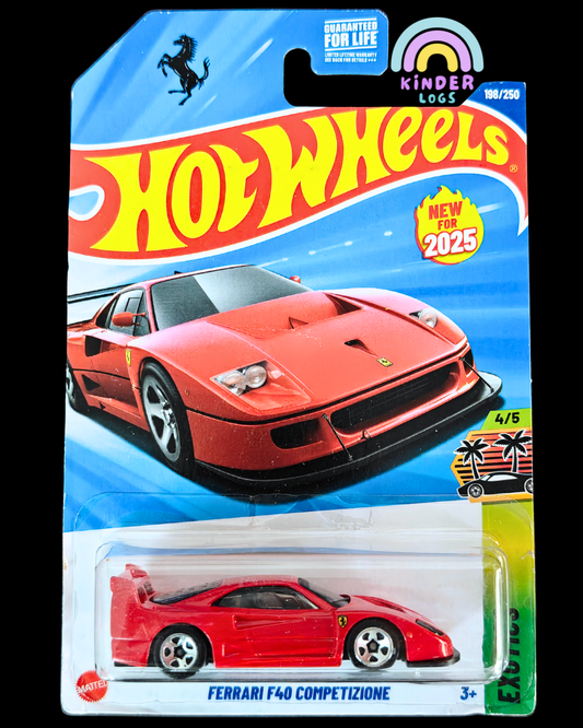 Hot Wheels Ferrari F40 - Red (Imported - Guaranteed For Life) - Kinder Logs