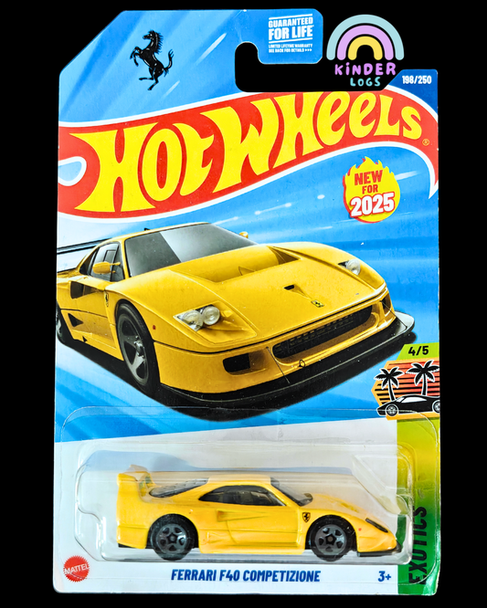 Hot Wheels Ferrari F40 - Yellow (Imported - Guaranteed For Life) - Kinder Logs