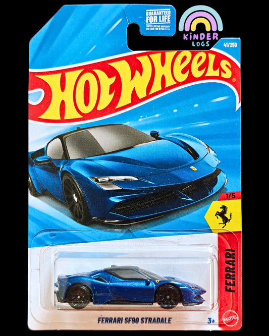 Hot Wheels Ferrari SF90 Stradale - Blue (Imported) - Kinder Logs
