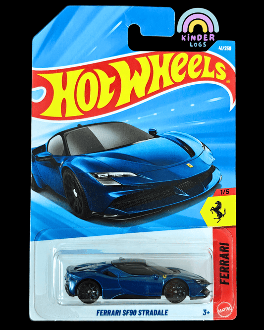 Hot Wheels Ferrari SF90 Stradale - Blue (Imported) - Kinder Logs