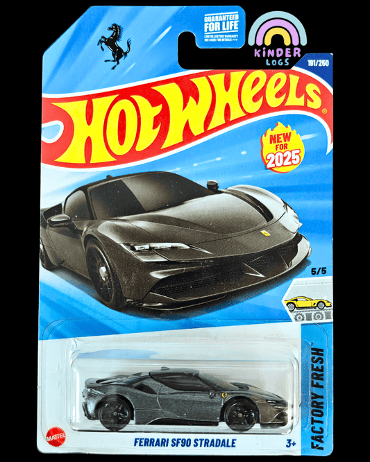 Hot Wheels Ferrari SF90 Stradale - Grey (Imported - Guaranteed For Life) - Kinder Logs