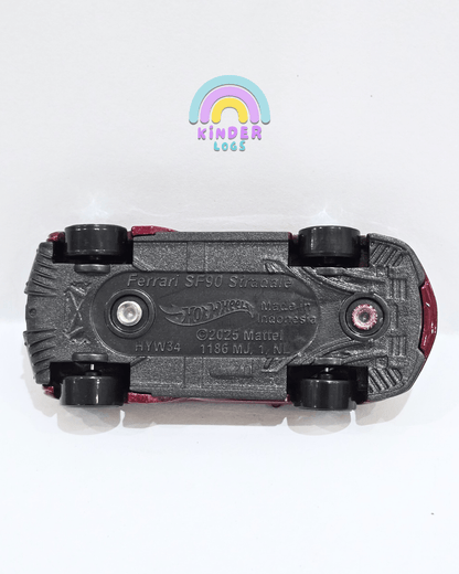 Hot Wheels Ferrari SF90 Stradale - Maroon (Uncarded) - Kinder Logs