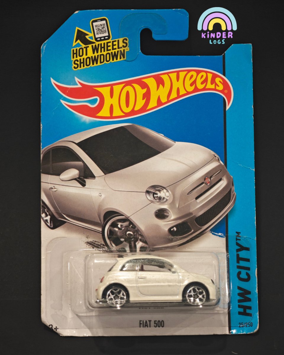 Hot Wheels Fiat 500 (White Color - Old Card) - Kinder Logs