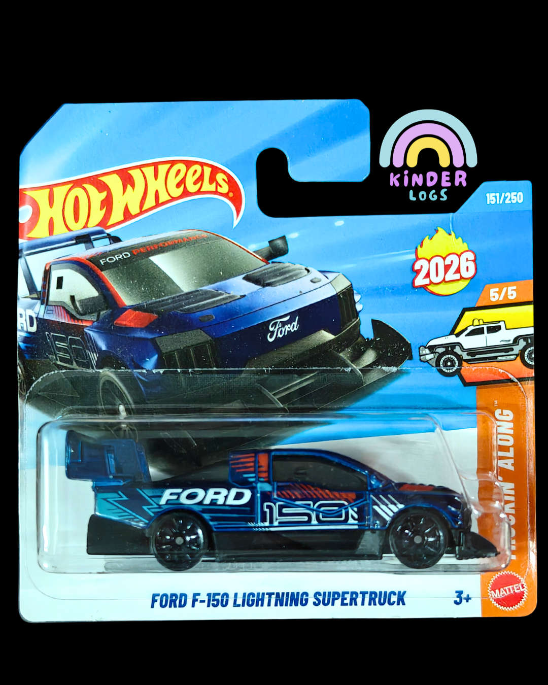 Hot Wheels Ford F - 150 Lightning Supertruck - Blue (Short Card - Imported) - Kinder Logs