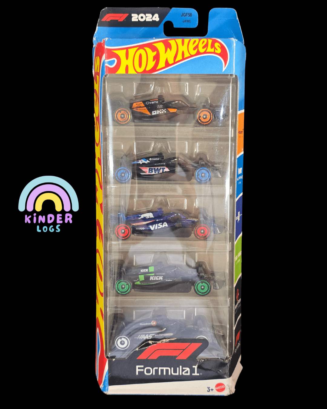 Hot Wheels 'Formula 1 Team' 5 Cars Pack - Imported (Damaged Box) - Kinder Logs