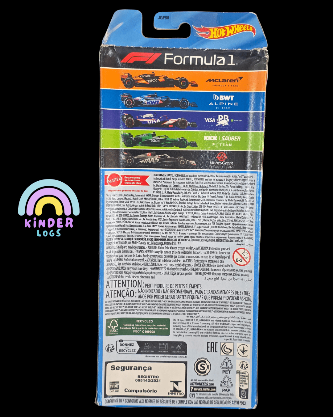 Hot Wheels 'Formula 1 Team' 5 Cars Pack - Imported (Damaged Box) - Kinder Logs