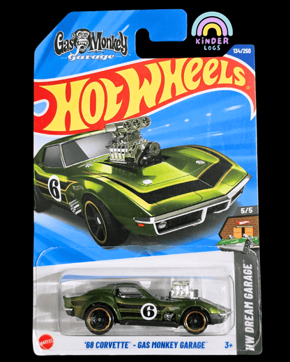 Hot Wheels Gas Monkey Garage 1968 Chevrolet Corvette - Green (Imported) - Kinder Logs