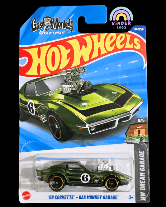 Hot Wheels Gas Monkey Garage 1968 Chevrolet Corvette - Green (Imported) - Kinder Logs