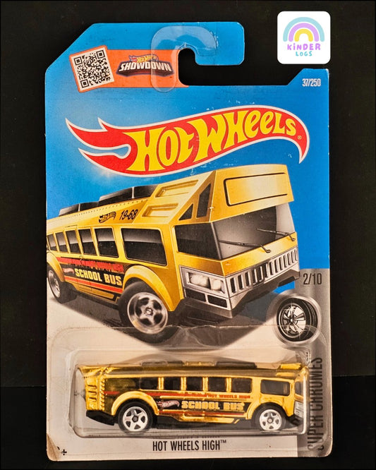 Hot Wheels High School Bus (Exclusive Chrome Gold Color) - Kinder Logs