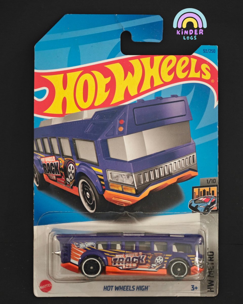 Hot Wheels High Track Team Bus (Purple) - Kinder Logs