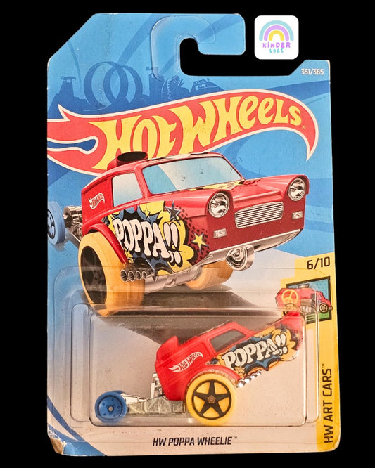 Hot Wheels HW Poppa Wheelie - Red Color - Kinder Logs