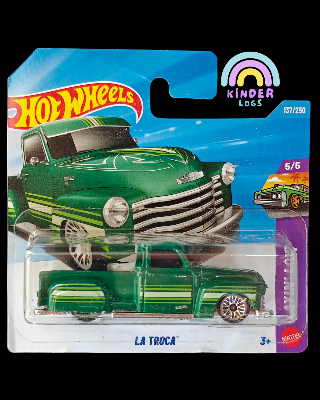 Hot Wheels La Troca - Green (Imported - Short Card) - Kinder Logs