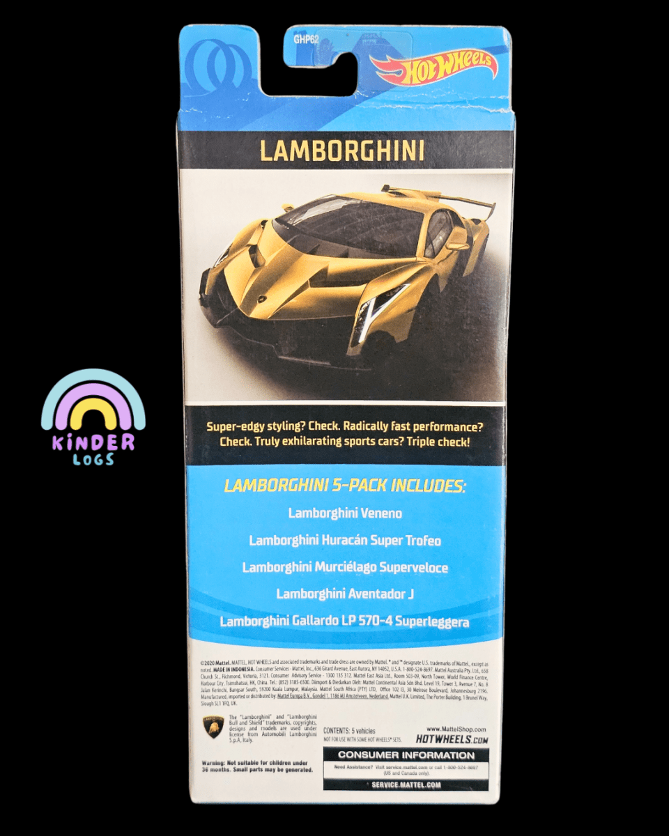 Hot Wheels Lamborghini 5 Cars Pack (Imported) - Kinder Logs