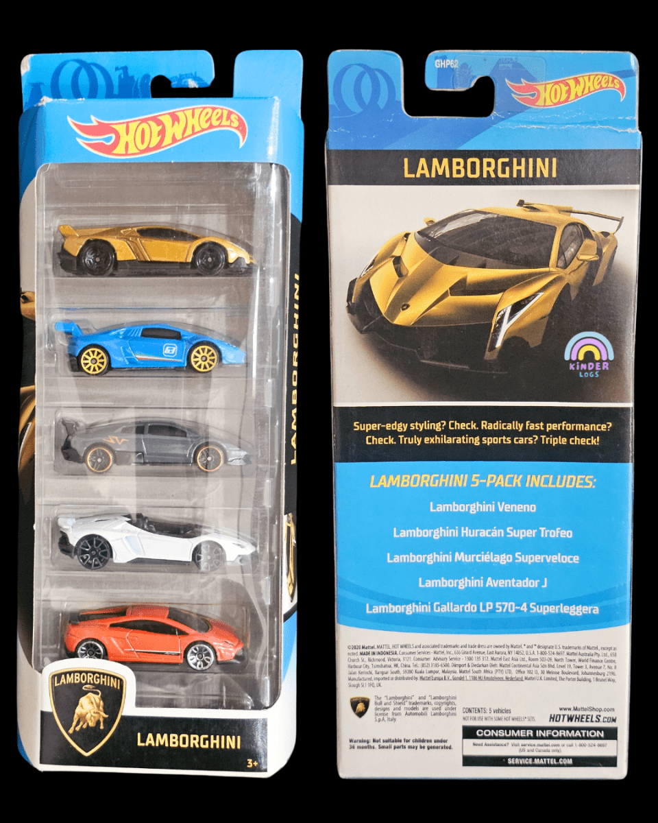 Hot Wheels Lamborghini 5 Cars Pack (Imported) - Kinder Logs