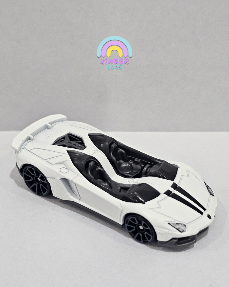 Hot Wheels Lamborghini Aventador J - White (Uncarded) - Kinder Logs