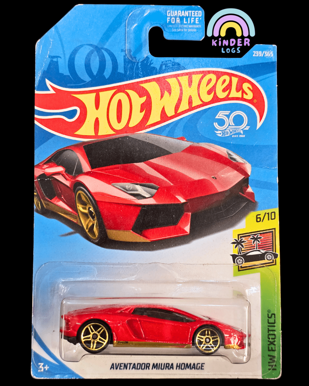 Hot Wheels Lamborghini Aventador Miura Homage (2017 Imported Card) - Kinder Logs