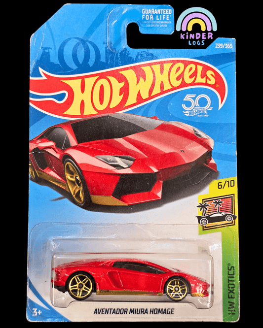Hot Wheels Lamborghini Aventador Miura Homage (2017 Imported Card) - Kinder Logs