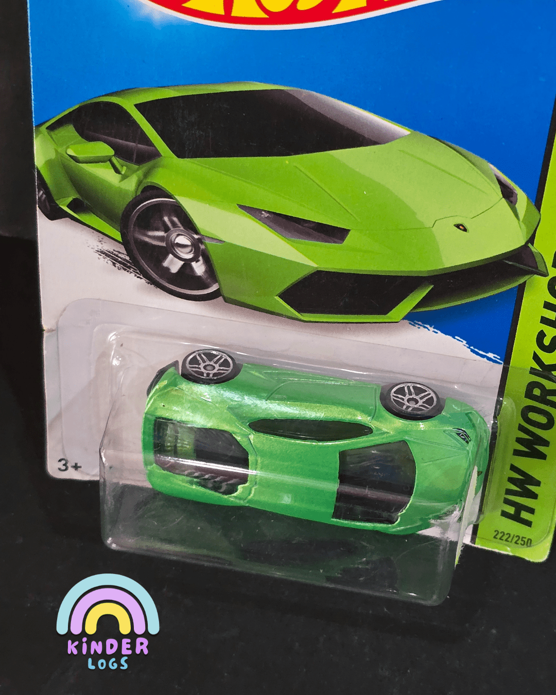 Hot Wheels Lamborghini Huracan LP610 - 4 - Green (Error Card - 2013) - Kinder Logs
