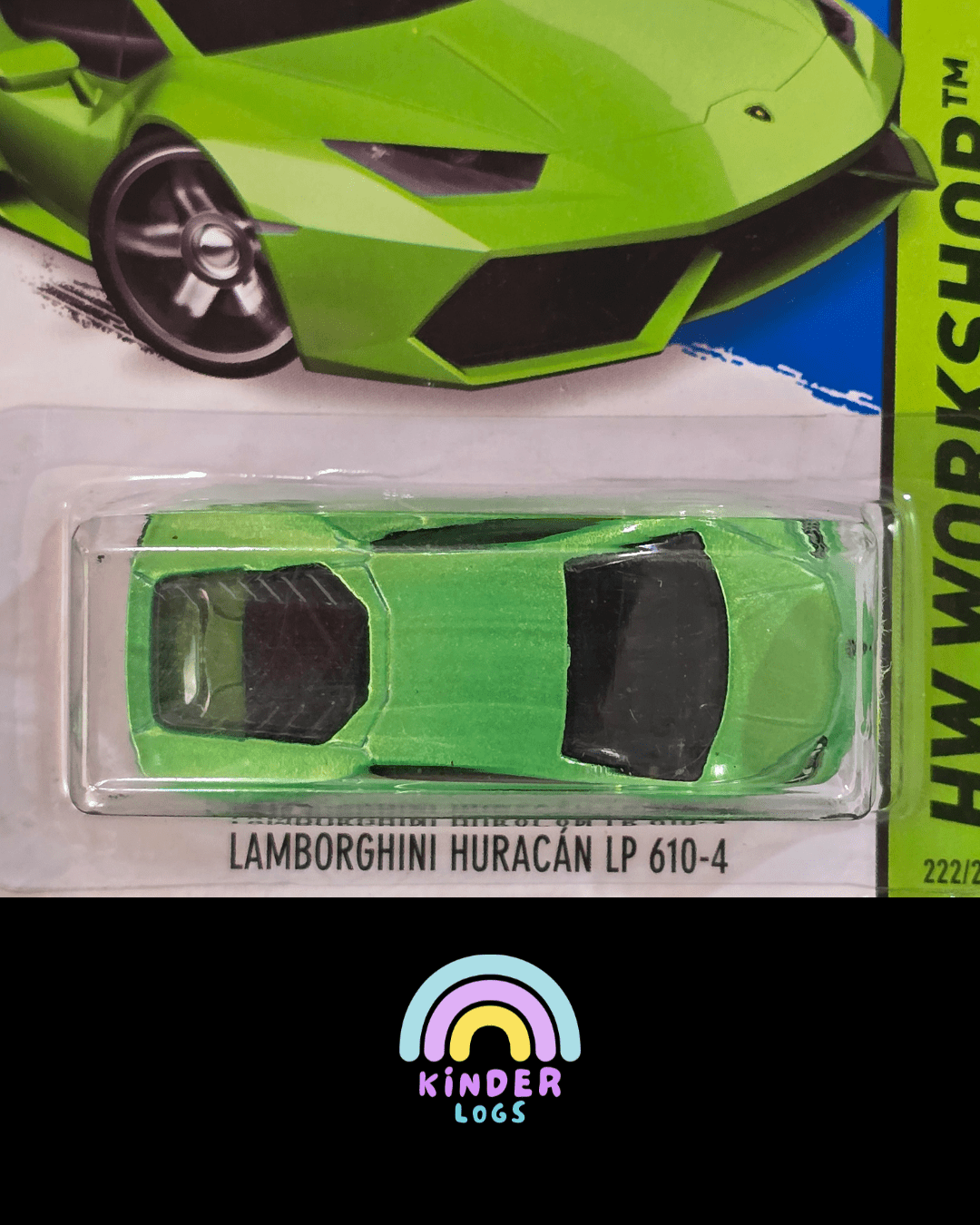 Hot Wheels Lamborghini Huracan LP610 - 4 - Green (Error Card - 2013) - Kinder Logs